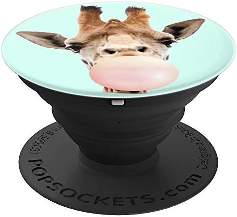 Giraffe Chewing Bubblegum and Blowing a Bubble - PopSockets Grip and Stand for Phones and Tablets