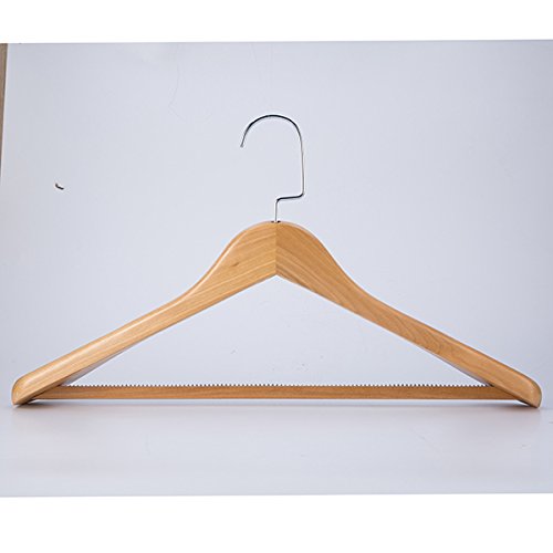 Etech Jacket Hangers Coat Hangers 6-Pack for Coats and Pants Wooden Clothes Hanger Solid Wood Suit Hangers with Non Slip Bar Walnut Finish Wooden Coat Hangers Clothes-rack (Natural Wood, 6)