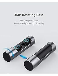 CRATEC H6 True Auriculares inalámbricos, Bluetooth 5.0 Control táctil Auriculares TWS 3D estéreo sonido con caja de carga en auriculares deportivos con cancelación de ruido a prueba de sudor con micrófono integrado diseño de aluminio Negro