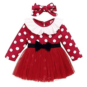 Aisheny Pasgeboren Babymeisje Zoete Polka Gestippelde Tule Jurk Kerst Tutu Kanten Jurk Hoofdband