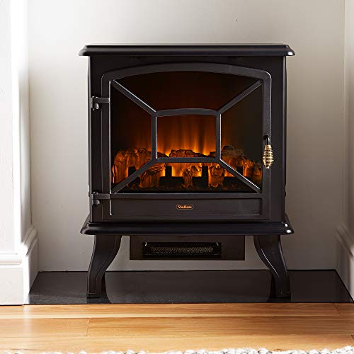 VonHaus Panoramic Electric Stove Heater 1800W Fireplace with LED Log