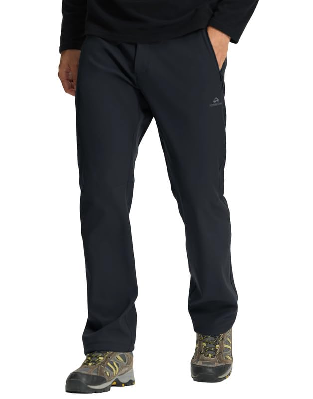 Pioneer Camp Wanderhose Herren Outdoor Trekkinghose 4-Wege Stretch Wasserabweisend Atmungsaktiv Schnell Trocknend Hose mit Reißverschluss für Klettern Bergsteigen(Black;L)