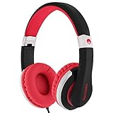 RockPapa I22 Foldable Adjustable On Ear Headphones with Microphone for Kids/Adults iPhone iPad iPod Tablets MP3/4 DVD Computer Black/Red