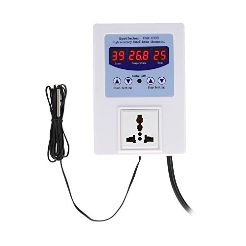 KKmoon AC110-240V 10A LED Digital Intelligent Pre-wired Temperature Controller Outlet with Sensor Thermostat Heating Cooling Control Switch