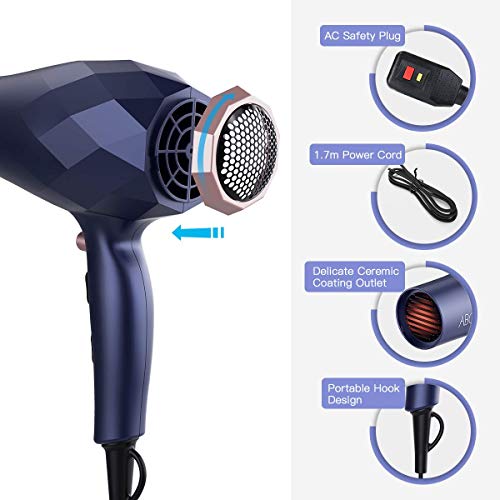 1875W Professional Hair Dryer, Negative Ion Blow Dryer 2 Speed and 3