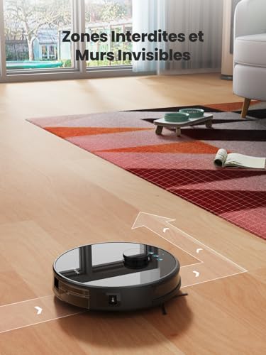 Lefant M1 2-in-1 Robot Vacuum Cleaner, 5500Pa, LiDAR Navigation, Multi-Stage Mapping, Virtual Areas, Connected by Alexa/APP/WiFi, Ideal for Pet Hair, Carpets and Hard Floors, Black