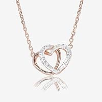 GULTMEE Love Heart Pendant Necklace Made with Crystals Jewelry Gifts for Women, Birthday Gifts，Female Clavicle Chain，Rose Gold