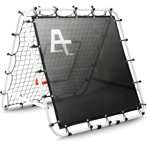 Doppelseitige Rebounder Net Fußball Training Ausrüstung, Schwarz, Rebounder-Netz Tor Kickback Ziel justierbar für Kinder Spiel Lehre Übung Ausrüstung, Einstellb