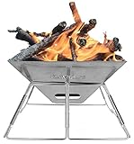 Wealers Camping Fire Pit Stainless Steel Portable Folding Grilling Stove Fire Bowl Backpacking Hiking Camp Ground Kitchen BBQ – Carrying Bag Included