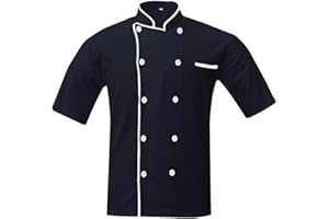 TROZ Men's And Women's Black Chef Coat Contrast Piping,PolyCotton,Size (S-6XL)