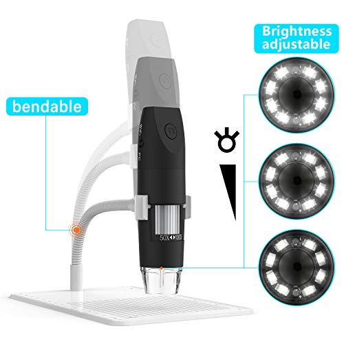 Limited Price Reduction, Intee Wireless Digital Microscope,50X To 1000X WiFi Microscope , Flexible Arm Observation Stand with 1080P HD 2.0 MP 8 LED, Mini Handheld Microscope Camera for Android IOS PC