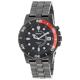 Mens Seiko Kinetic Black Ion Watch