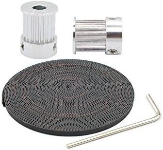 TriGorilla 2Pcs Aluminum GT2 20T Timing Pulley 5mm Bore + 2M GT2 Timing Belt For 3D Printer
