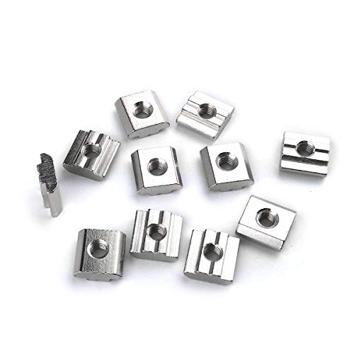 image for Asayu 30 Pack T Slot Nut M6 Hammer Head Drop in Carbon Steel Female Th