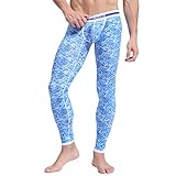 ZIHAN Men's Printing Slim Fit Leggings Tight Pants Large Sky Blue