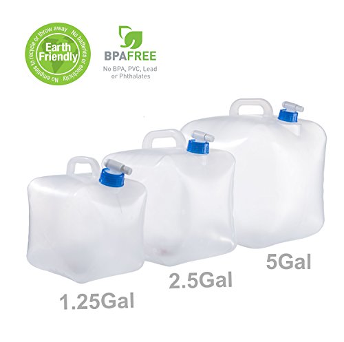 1.25 Gallon/5L 2.5 Gallon/10L 5 Gallon/20L Collapsible BPA Free PE Water Container Portable Water Carrier Bag Water Outdoor Storage for BBQ Camping Hiking Climbing Picnic EmergenciesÂ 
