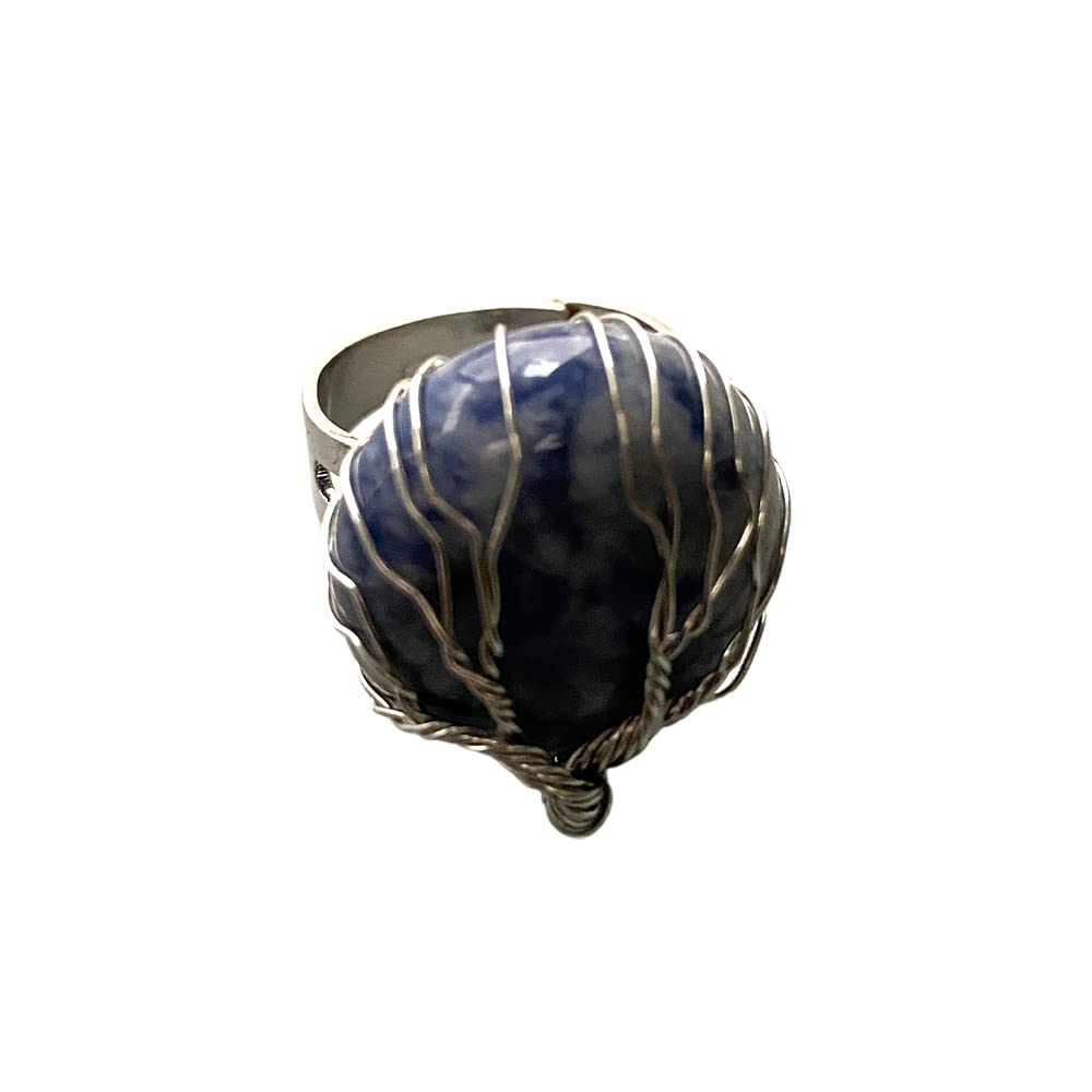 VIE Wire Wrapped Tree of Life Ring, 2cm, Sodalite