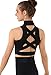 Balera Crop Top Girls Tank for Dance Sleeveless Mock Neck Midi Sports Bra with Strappy Back Criss Cross Straps