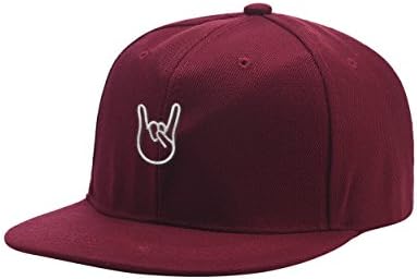Rock On Dark Red Embroidered Logo Adjustable Hiphop Hat Baseball Cap Onesize For Men