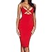 Tulucky Women's Halter Sleeveless Criss Cross Front Bodycon Nightclub Bandage Dress