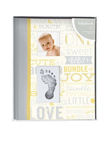 Little Blossoms by Pearhead Vintage Five Year Memory Book with an Included Clean-Touch Pad to Create Baby's Handprint or Footprint, Yellow and Gray - Thumbnail 7