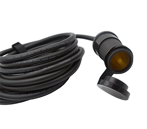 Carviya High Power 12V-24V Universal Car Cigarette Lighter Extension Socket Power Extension Cord (RVV 2 x 17AWG Pure Copper Wires) With 15A Fuse For GP,Air pump,etc.Car Equipment (3ft)