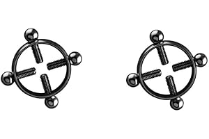 Hilufiet 2Pcs No Piercing Nipple Jewelry Stainless Steel Bells Dangle Fake Nipple Rings-Blcak1