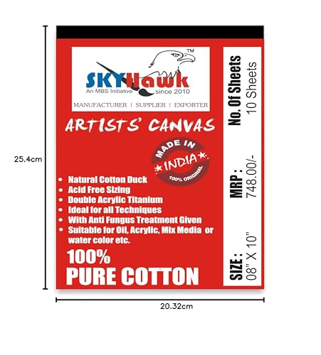 SKYHawk Cotton Canvas Painting Pad (10 Sheets) (8 x 10 Inches) 3