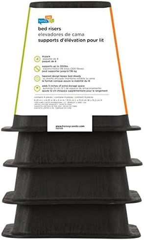 Amazon Com Honey Can Do Sto 01136 Stackable Square Bed Risers 4 Pack Black Home Kitchen