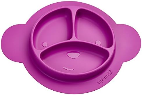 Squooshi Silicone Divided Plates - Easy to Clean - Dishwasher and Microwave Safe - Soft and Unbreakable - FDA Certified Silicone - Great for Baby or Older Kids. (Grape)