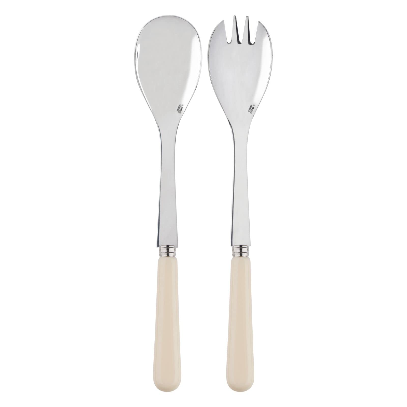 SABRE PARIS - 2-Piece Salad Servers 26 cm - Pop Collection - Stainless Steel & Acrylic - Dishwasher Safe - Ivory