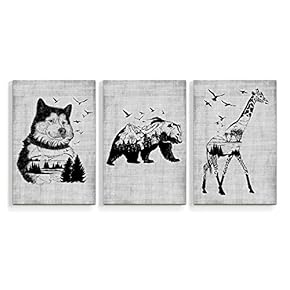 signwin 3 Piece Canvas Wall Art Creative Animals...