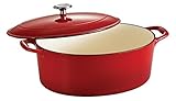 Tramontina Enameled Cast Iron Covered Oval Dutch Oven, 7-Quart, Gradated Red
