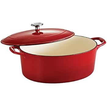 Tramontina 80131/052DS Enameled Cast Iron Covered Oval Dutch Oven, 7-Quart, Gradated Red