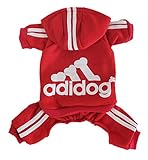 Scheppend Original Adidog Pet Clothes for Dog Cat Puppy Hoodies Coat Doggie Winter Sweatshirt Warm Sweater Dog Outfits, Red Small