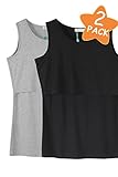 Smallshow Women's Modal Sleeveless Maternity Nursing Tank Tops X-Large,Black-Grey