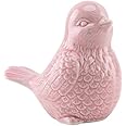 FairDeco Cottage Ceramic Bird Figurine Ornaments,Animal Model Gift for Home Garden Statue Wedding Decor (Pink)