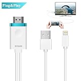 DUTISON Phone to TV Cable, Phone to HDMI Adapter Digital AV to 1080P HDTV Cord Converter Compatible for Phone X/8/8+/7/7+/6/6+/5S HDMI Connector Dongle for Pad Pod Pro Air Mini Plug and Play- 6ft