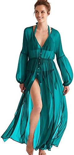 Lazzon Women Cover-ups Cardigan Kimono Swim Cover Up Boho Open Front Maxi Long Swimsuit Dress