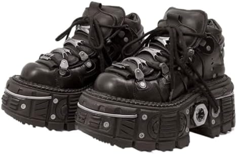 Amazon.com: New Rock Newrock 591-S1 Red Flame Metal Black Leather