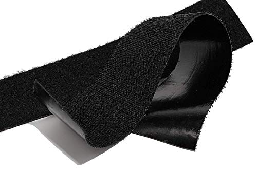 2'' Self Adhesive Hook and Loop 5 Yards Tape Fastener Sticky Back (Black) ... (2 inch by 15 Feet)