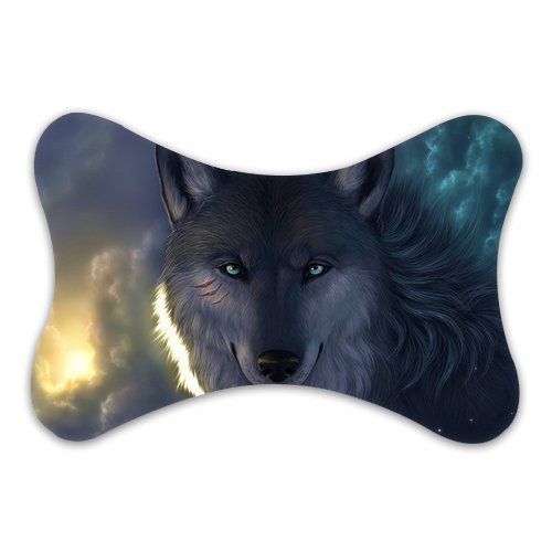 Fashion Custom Lone Wide Wolf Bone Shape Car Neck Pillow Car Seat Neck Rest Cushion