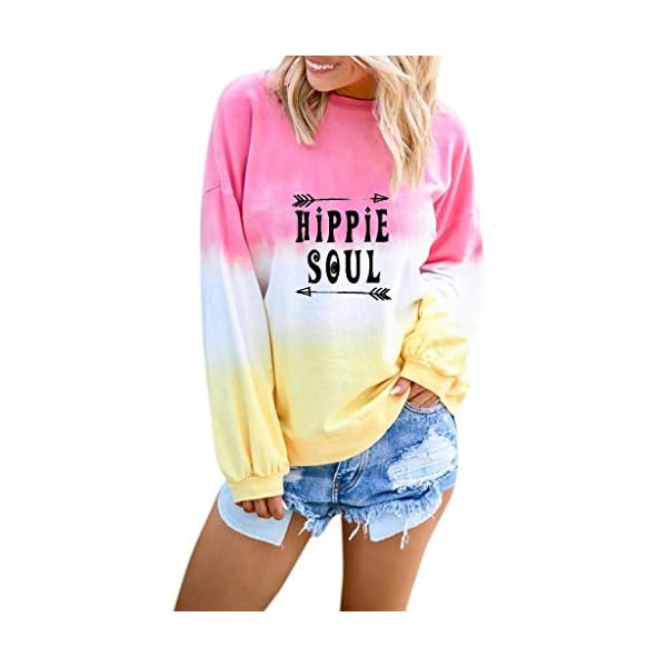Sudadera Mujer 2020 Otoño Invierno SHOBDW Impresión De Cartas Hippie Soul Gradiente Blusa Tops Camiseta De Manga Larga… | DeHippies.com