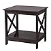 SONGMICS X-Design Sofa End, Wooden Side Table with 2 Display Shelves, Espresso, , 18.9”L x 15.8”W x 18.9”H,
