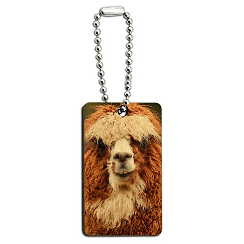 Brown Alpaca - Llama Wood Wooden Rectangle Key Chain