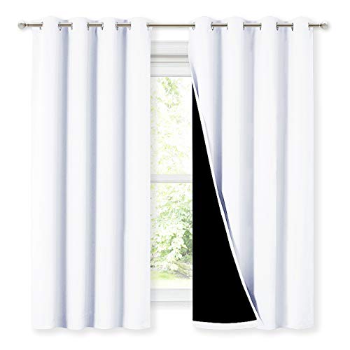 NICETOWN White 100% Blackout Lined Curtains, 2