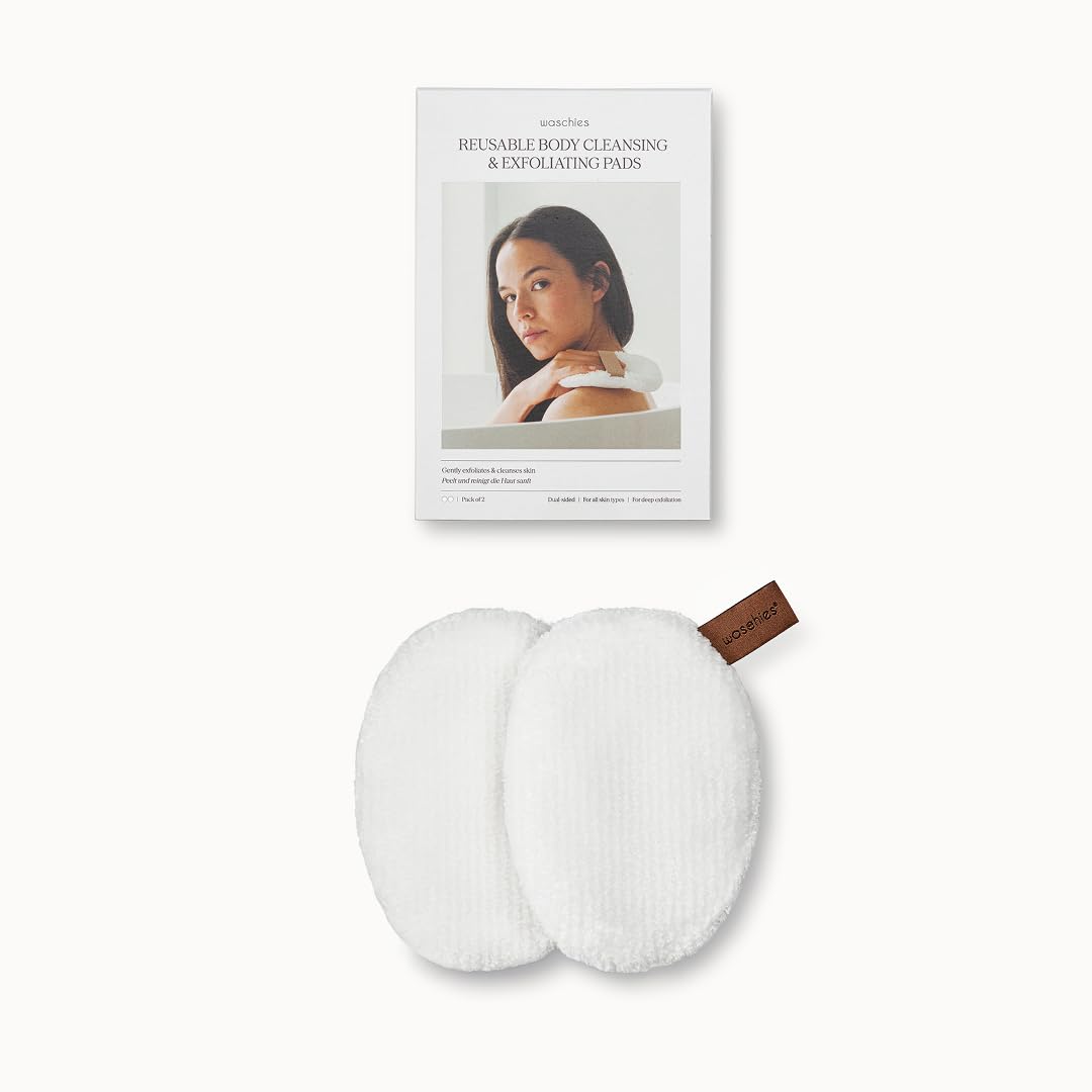 Waschies Reusable Body Cleansing & Exfoliating Pads - Pack of 2 - Dual Sided - Full Body Deep Exfoliation - Eco-Friendly & Machine Washable - Suitable for All Skin Types