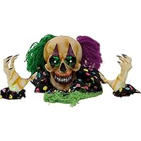Haunted Hill Farm Clown Groundbreaker Scary Halloween Decoration | 5 Voice Greetings | Flashing Red Eyes | Animated Arms | Battery-Operated | Halloween Decoration | HHFJCLOWN-3LS Haunted Hill Farm Clown Groundbreaker Scary Halloween Decoration | 5 Voice Greetings | Flashing Red Eyes | Animated Arms | Battery-Operated | Halloween Decoration | HHFJCLOWN-3LS