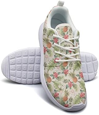 Saerg Bearry Men's Tropical Flower And Pineapple Lightweight Mesh Running Shoes Print Sneakers