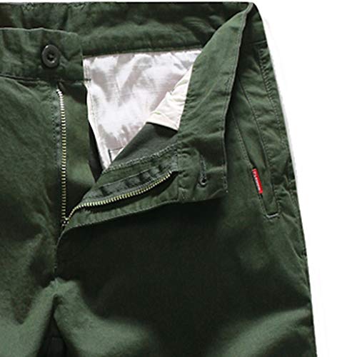 Allywit Mens Cargo Shorts Pants Loose-Fit Casual Work Pants Outdoor Sports Hiking Cycling Cropped Trousers Green